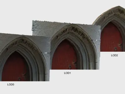 Medieval gothic chapel door portal Low-poly 3D model