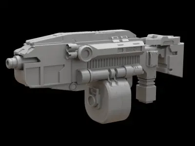 Mecha hard surface submachine gun 3D model purchase
