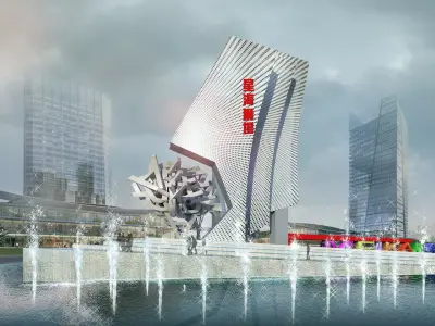 3Dmax fashion city commercial square building 102 3D model