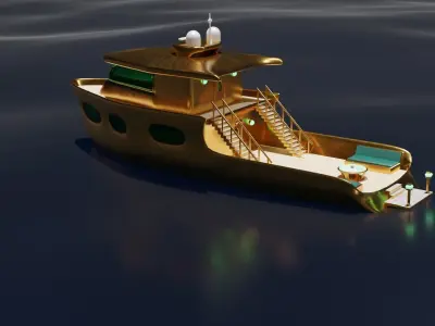 Golden yacht 3D model