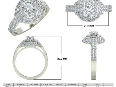 100 Solitaire ring 3dm with 3-4 rendered images  part-2 3D print model
