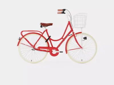 Red Bicycle Low-poly 3D model