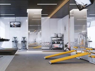 GYM model room with equipment 3D model