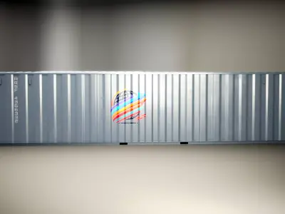 Intermodal Shipping Container 40-foot-long Grey Low-poly 3D model