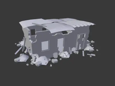 low poly destroyed building 5 Low-poly 3D model