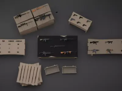 Ultimate weapons and scopes pack Low-poly 3D model