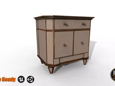 Vintage wood locker-Version-1 Low-poly 3D model