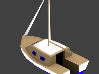 Medium Size Sailing Boats Low-poly 3D model