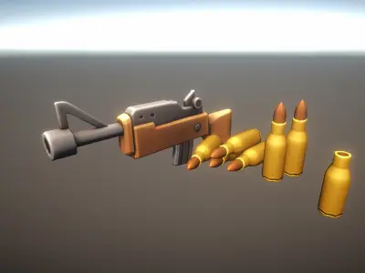 Stylized Low Poly Guns and Ammo - PBR Game Ready Weapons Free low-poly 3D model