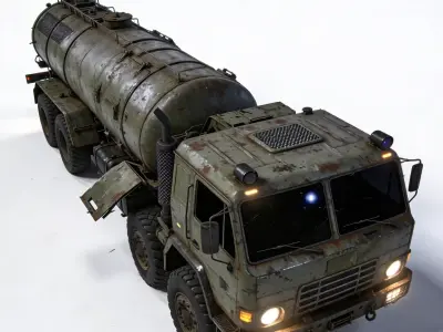 Realistic Weathered Military Fuel Tanker Truck 3D Model Low-poly 3D model