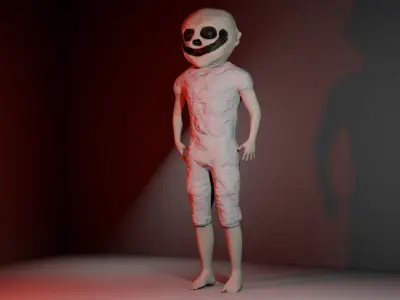 Maniak man holding ball Low-poly 3D model