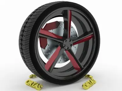 ORTAS CAR WHEEL RIM 124 GAME READY WHEEL RIM TIRE 3D model