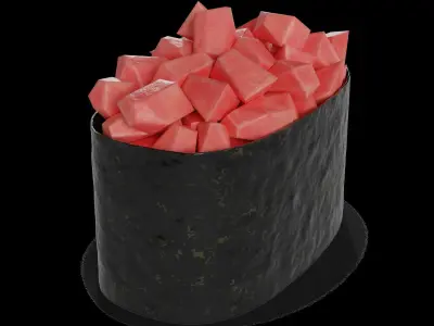 Sushi With curry sauce Low-poly 3D model