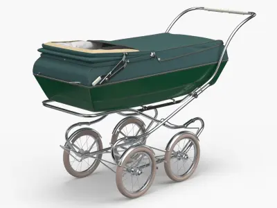 Bilt Rite Vintage Sleeping Stroller with Canopy Folded 3D model