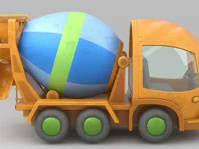 Cartoon Mixer Truck Low-poly 3D model
