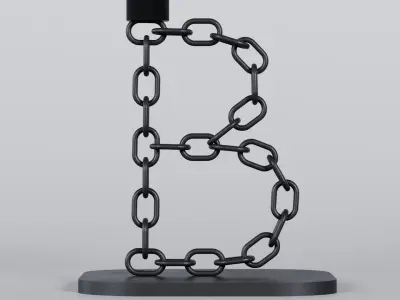  Alphabet B Black Chain Candleholder 3D Model True PBR Renders Zero Cleanup UVs 4K PBR Textures 