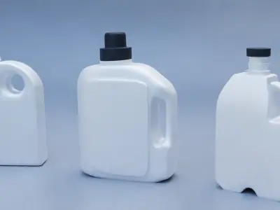 Plastic Detergent Bottle Set Clean Product Packaging 3D model purchase