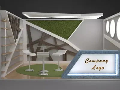 Small minimalist exhibition stall 3D model