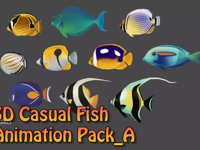 3D Casual Fish Animation Pack Low-poly 3D model