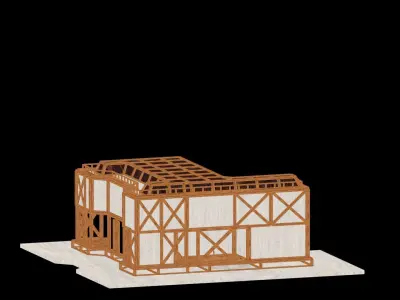 Medieval Low Poly Building Castle Wooden Village Stone House 39 Low-poly 3D model