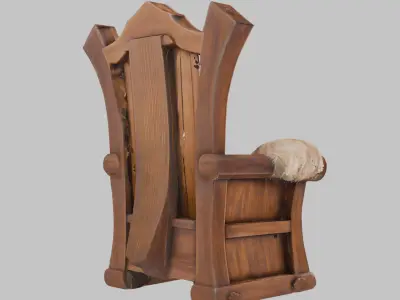 Brown Rustic Viking Chair 3D Model Low-poly 3D model