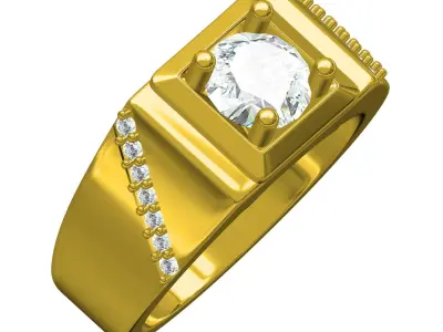 Antique Solitaire Ring for Men 3D print model