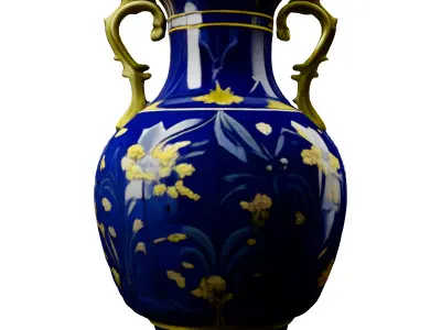 Blue Floral Porcelain Vase 3D Model Low-poly 3D model