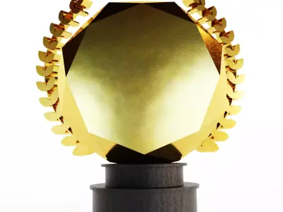 Award 3D with Gold and Black Wooden Material 3D model purchase