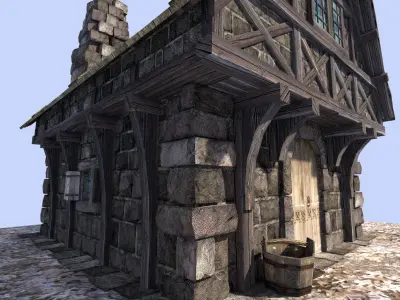 medieval cottage Low-poly 3D model