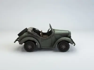 Low Poly Type 95 Kurogane car Low-poly 3D model