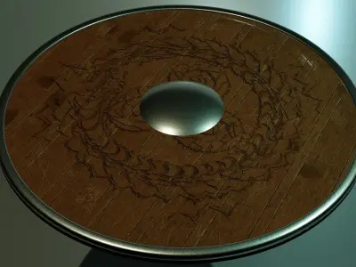 Wooden round shield 3D model