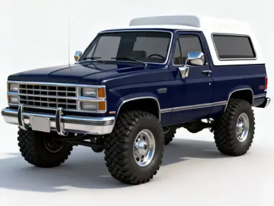 Navy and White Full-Size 4x4 SUV 3D Model Low-poly 3D model