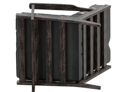 Old Leather arm chair with wooden frame 3D model