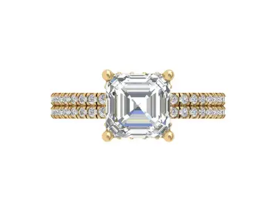 Emerald Art Deco Ring 3D print model 23