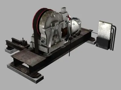 Geared Traction Machine Low-poly 3D model