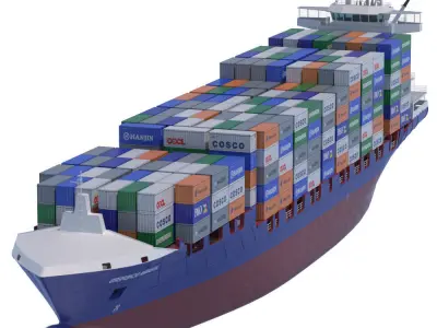 140 m Container Ship 3D model