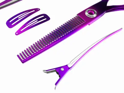 Hair Cutting Thinning Scissors Set Colorful 3D model