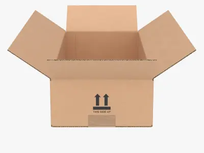Cardboard Box 50x20x10 Half Open 3D model