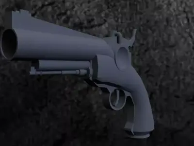 Sci-fi pistol Low-poly 3D model 8