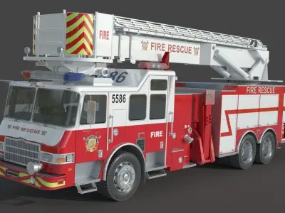 Firefighting Truck with Ladder 3D model