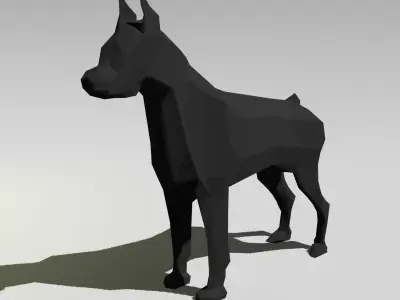 Doberman dog stands Low-poly 3D model