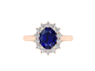 Oval Solitaire Ring 3D print model 20