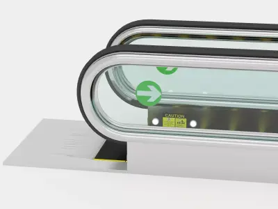 Modern Airport Moving Walkway And Horizontal Travelator Set Low-poly 3D model