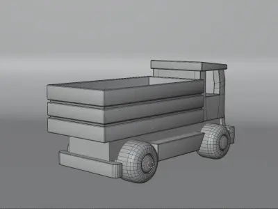 Wooden truck 3D model Low-poly 3D model
