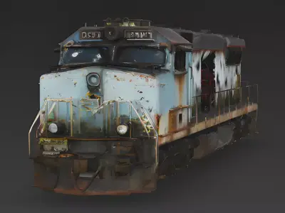 Realistic Abandoned Diesel Locomotive 3D Model Low-poly 3D model purchase