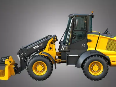 326 P-Tier Compact Wheel Loader - Grapple 3D model