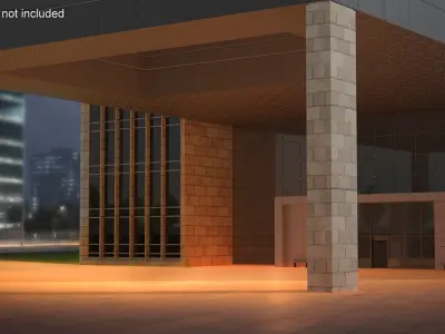 Four Seasons Bahrain Night Hotel with Architectural Lighting 3D model