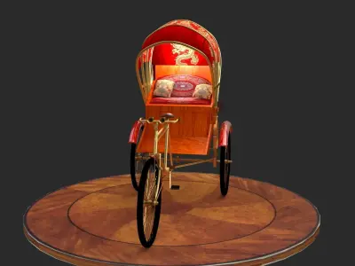 Chinese rickshaw   3D model 2