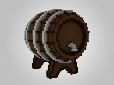 Voxel Wooden Barrels Pack