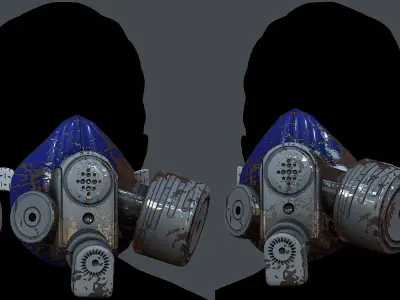 Gas mask helmet 3d model scifi Low-poly  Low-poly 3D model 62